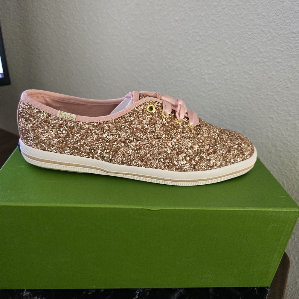 Keds by Kate Spade Women's Glitter Sneakers - Rose Gold Sz 5.5 New in Box